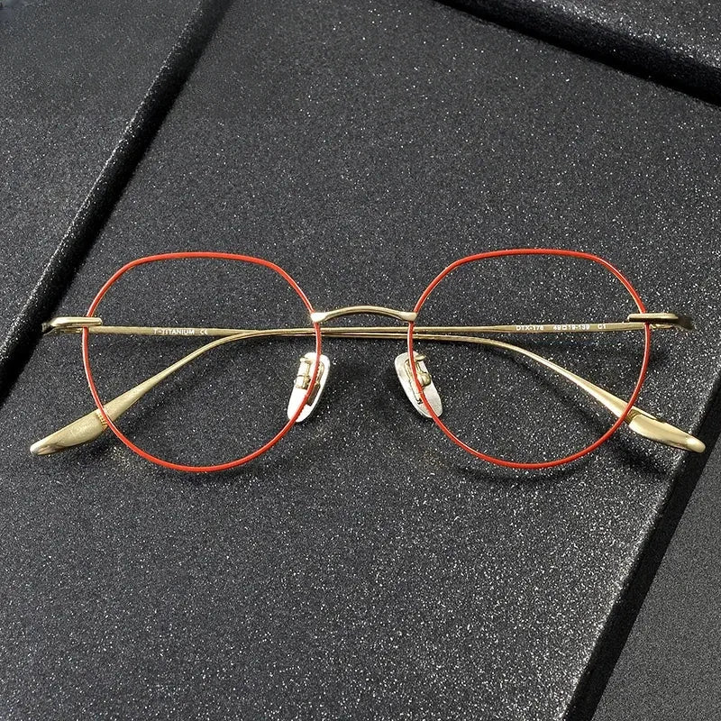 Women's Oval Full Rim Titanium Flat Top Prescription Glasses 369176 — view 1 | Rx Spectacle