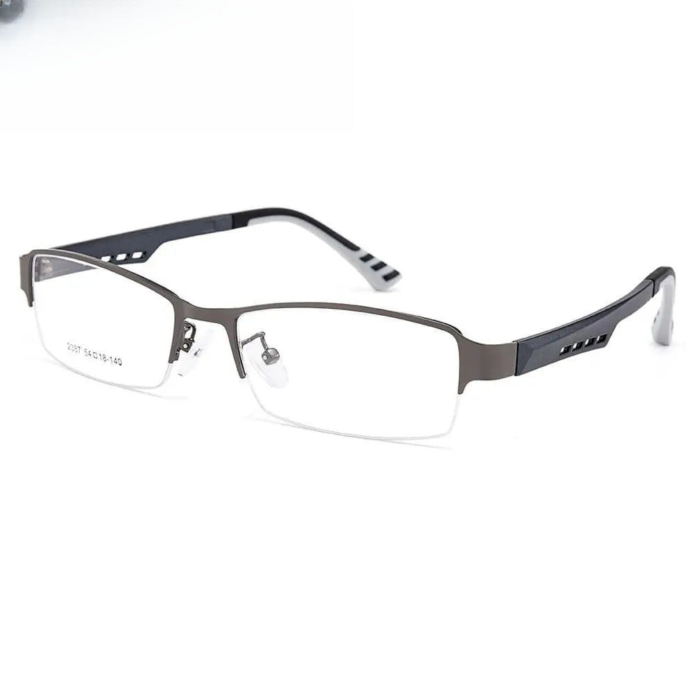 Men's Square Semi-Rimless Titanium Prescription Glasses Y2387 — view 1 | Rx Spectacle