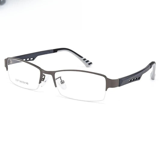 Men's Square Semi-Rimless Titanium Prescription Glasses Y2387 — view 1 | Rx Spectacle
