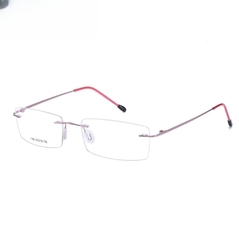 Men's Rectangular Rimless Titanium Prescription Glasses 1189 — view 8 | Rx Spectacle