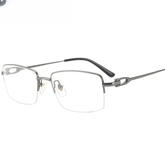 Men's Square Semi-Rimless Titanium Oversized Prescription Glasses 420319 — view 1 | Rx Spectacle
