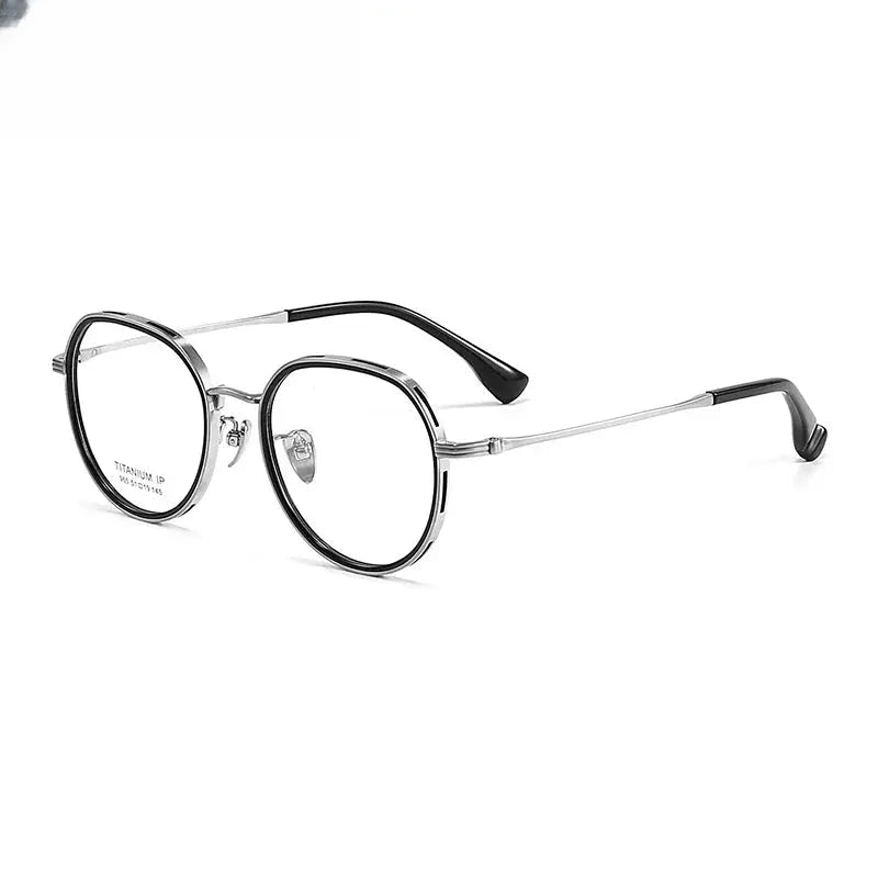 Women's Round Full Rim Titanium Flat Top Prescription Glasses 64965 — view 6 | Rx Spectacle