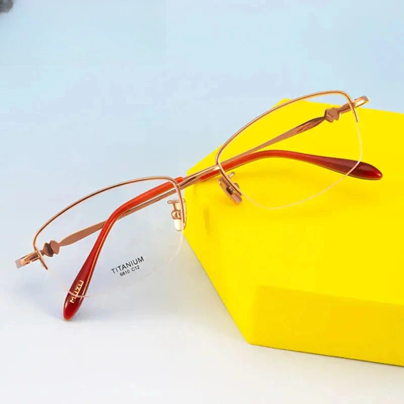 Women's Oval Semi-Rimless Titanium Prescription Glasses 776810 — view 1 | Rx Spectacle