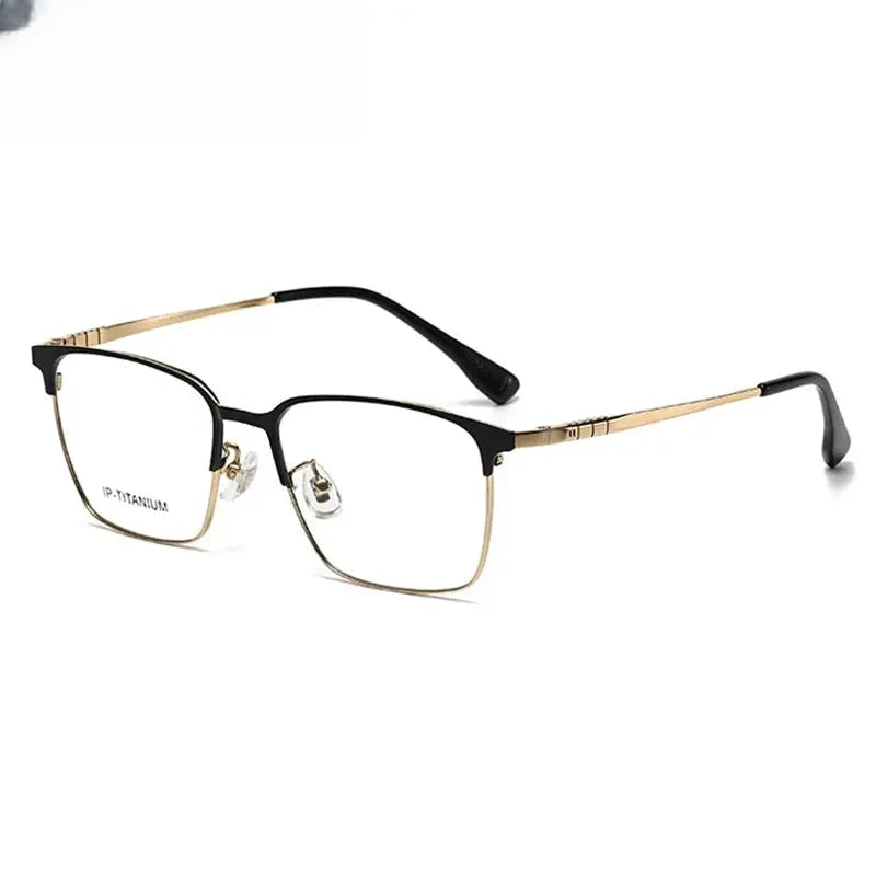 Men's Square Full Rim Titanium Prescription Glasses 98601 — view 9 | Rx Spectacle