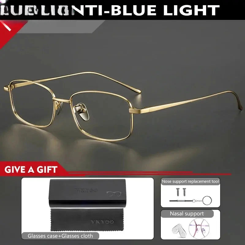 Unisex Square Full Rim Titanium Reading Glasses 8027 — view 6 | Rx Spectacle