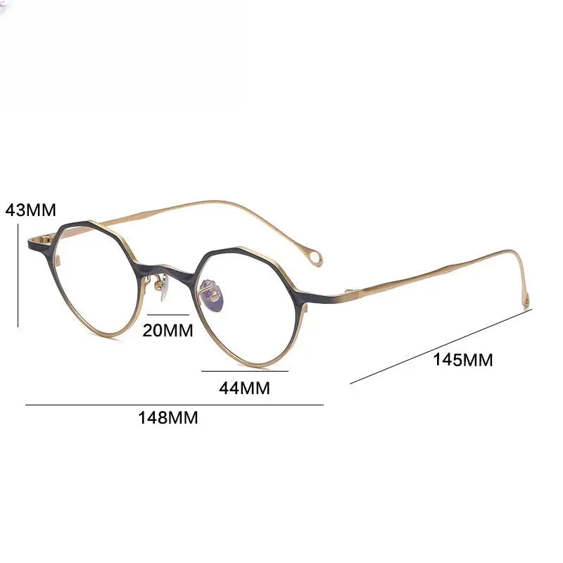 Unisex Irregular Full Rim Titanium Prescription Glasses 675973 — view 3 | Rx Spectacle