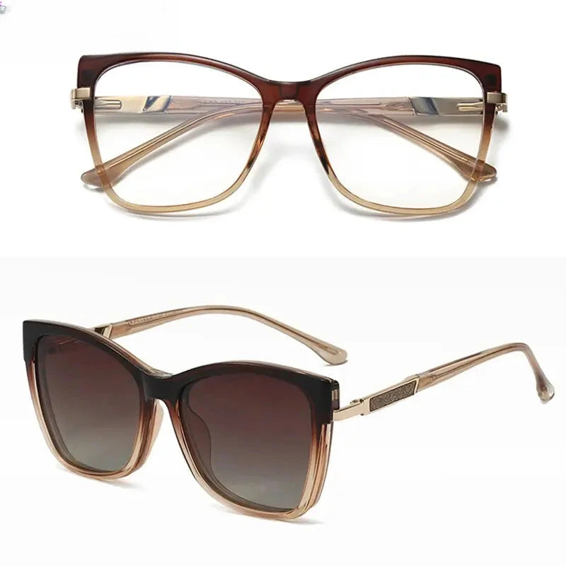 Women's Cat Eye Full Rim Titanium Clip-On Reading Glasses 860032 — view 3 | Rx Spectacle