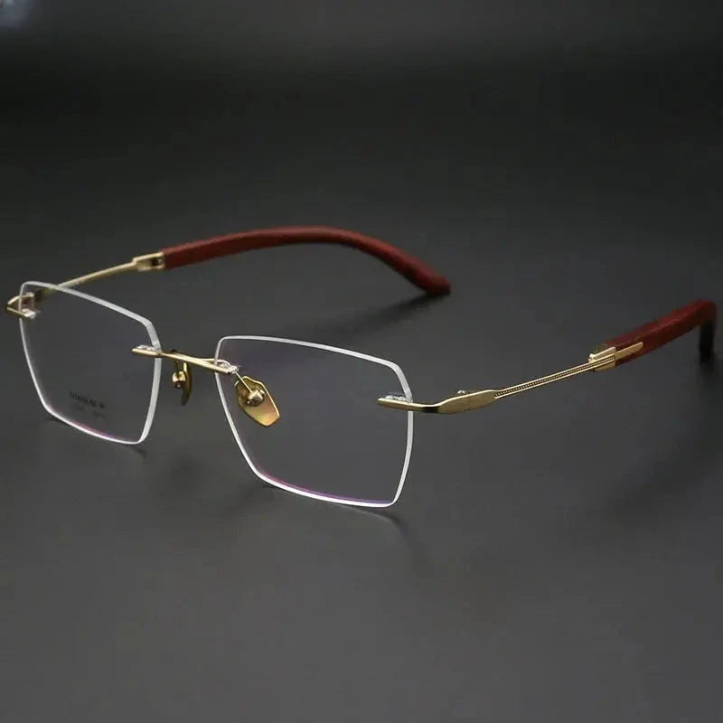 Unisex Polygon Rimless Titanium Prescription Glasses 312329 — view 5 | Rx Spectacle