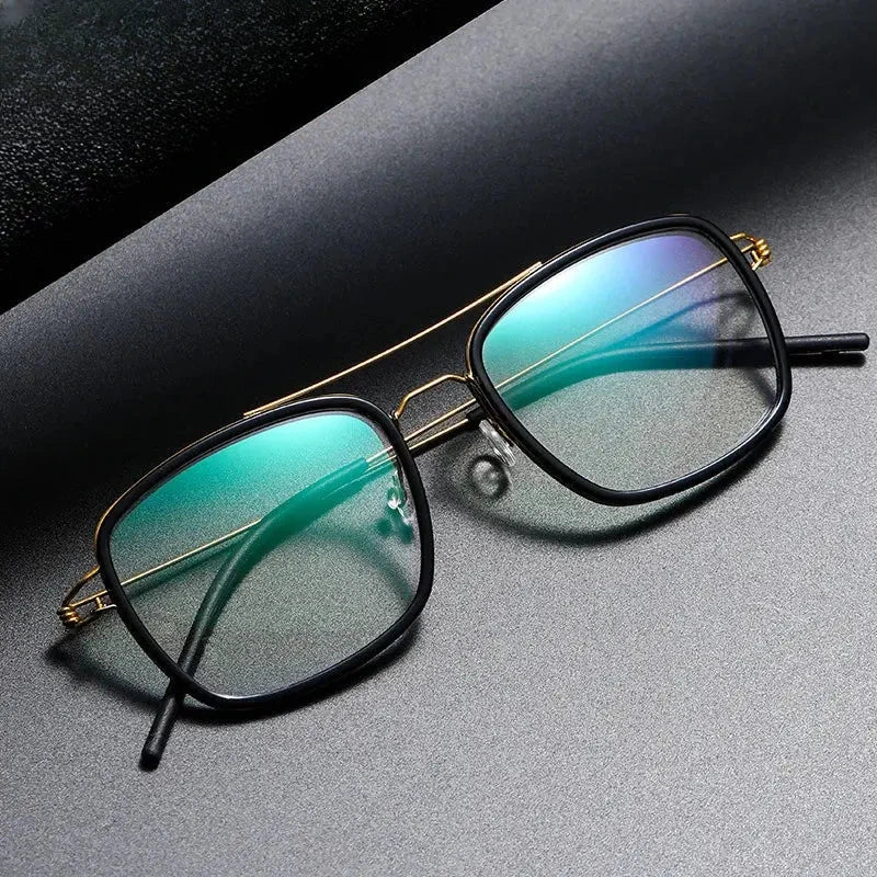 Women's Square Full Rim Titanium Double Bridge Prescription Glasses 51138 — view 1 | Rx Spectacle