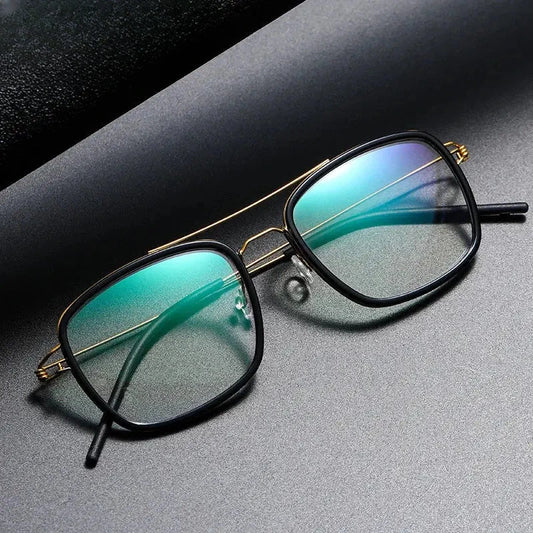 Women's Square Full Rim Titanium Double Bridge Prescription Glasses 51138 — view 1 | Rx Spectacle