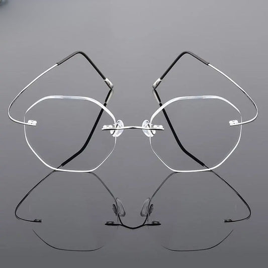 Unisex Polygon Rimless Titanium Prescription Glasses 9017 — view 1 | Rx Spectacle