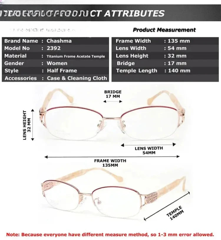 Women's Oval Semi-Rimless Titanium Prescription Glasses 882392 — view 2 | Rx Spectacle