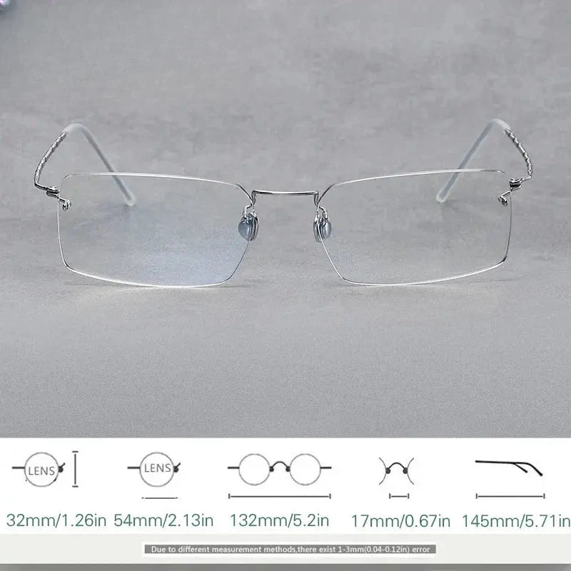 Women's Rectangular Rimless Titanium Prescription Glasses 61422 — view 2 | Rx Spectacle