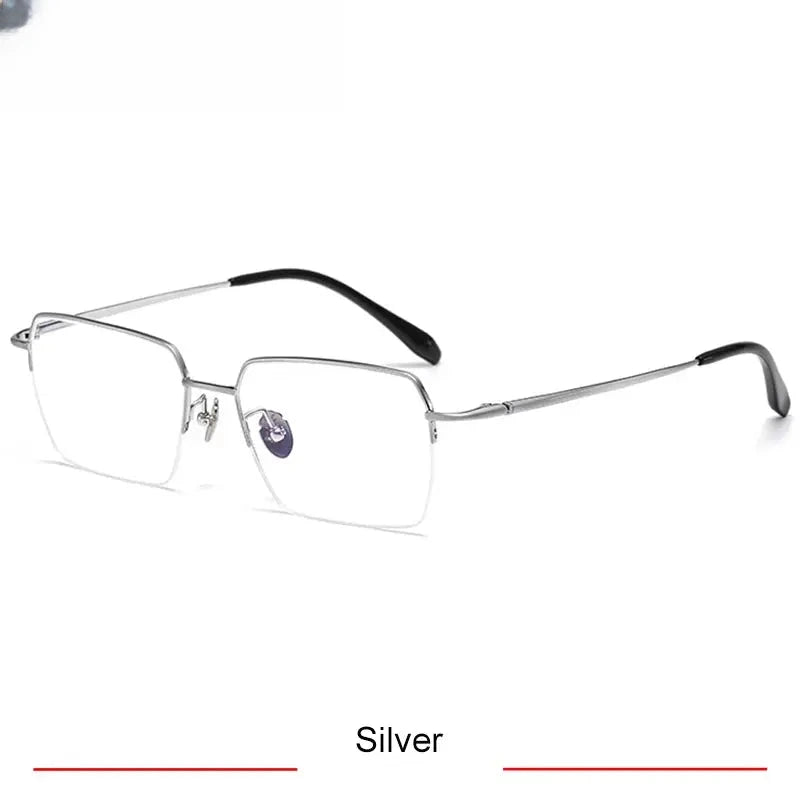 Men's Square Semi-Rimless Titanium Prescription Glasses 316889 — view 3 | Rx Spectacle