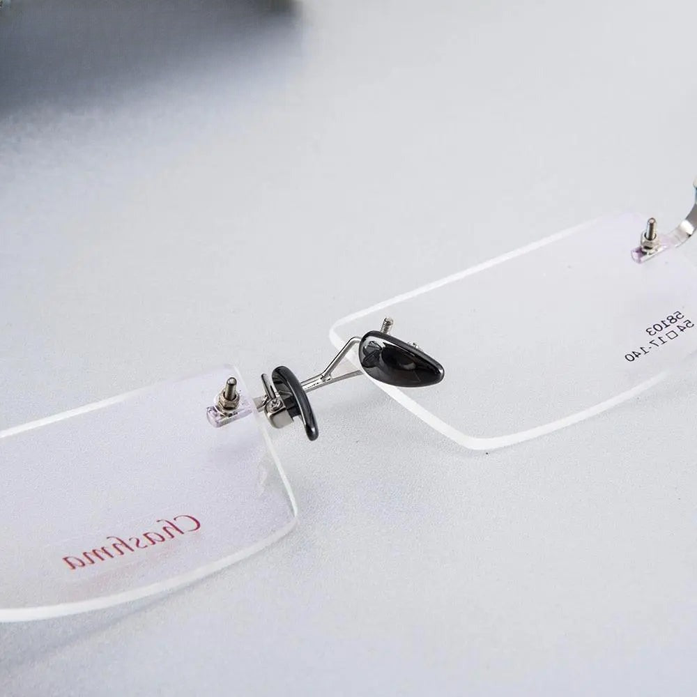 Men's Rectangular Rimless Titanium Prescription Glasses 58103 — view 5 | Rx Spectacle