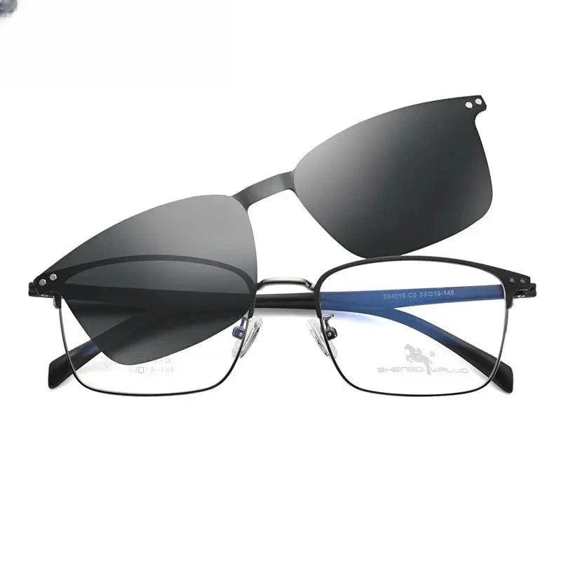 Women's Square Full Rim Alloy Clip-On Prescription Glasses 94015 — view 3 | Rx Spectacle