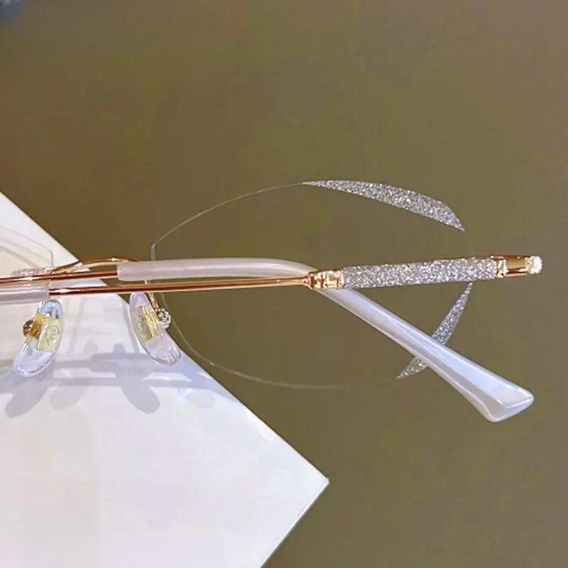 Women's Rectangular Rimless Titanium Prescription Glasses 88606 — view 6 | Rx Spectacle