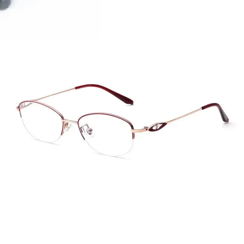 Women's Oval Semi-Rimless Titanium Prescription Glasses 951856 — view 5 | Rx Spectacle