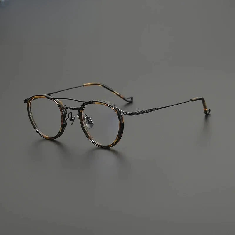 Unisex Oval Full Rim Titanium Double Bridge Prescription Glasses 574154 — view 5 | Rx Spectacle