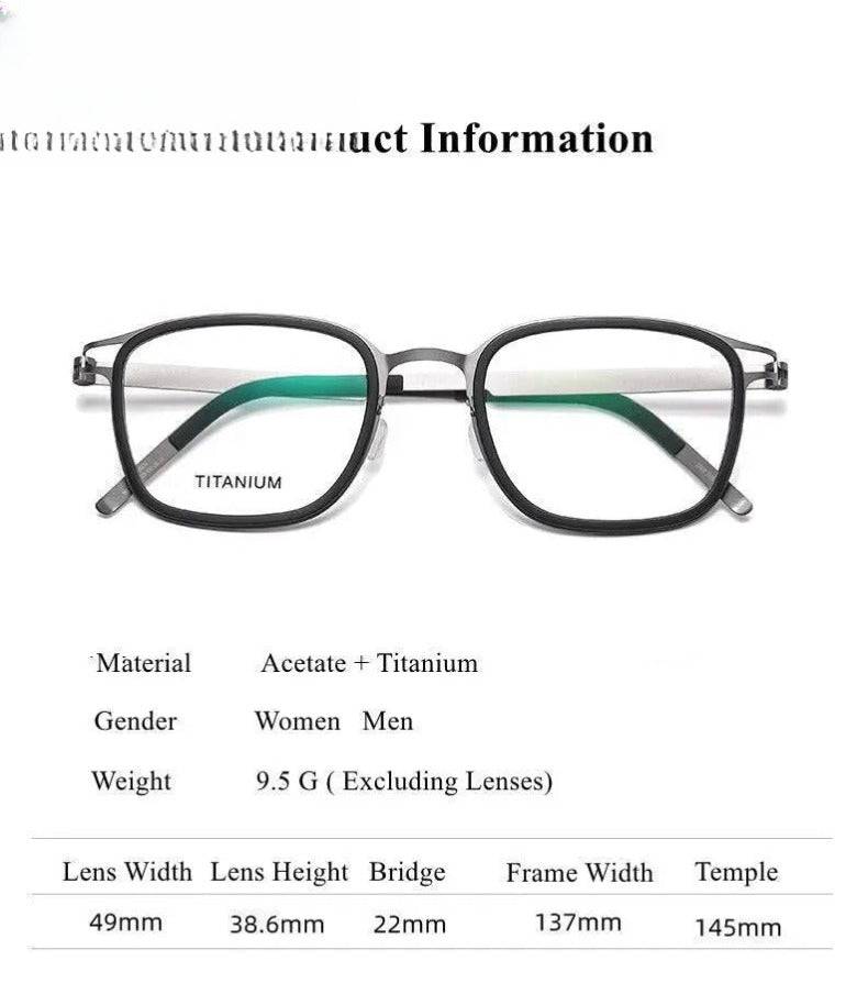 Unisex Square Full Rim Titanium Prescription Glasses 9912 — view 7 | Rx Spectacle