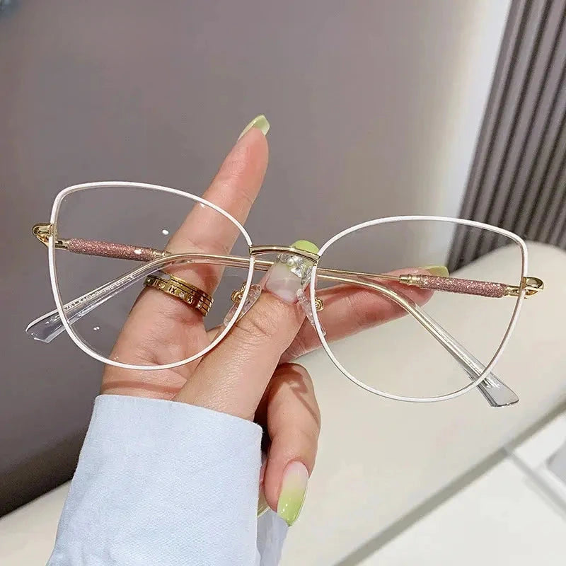 Women's Cat Eye Full Rim Alloy Reading Glasses 637140 — view 3 | Rx Spectacle