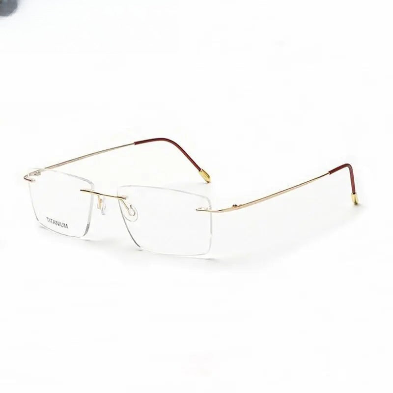 Unisex Square Rimless Titanium Prescription Glasses 16011 — view 1 | Rx Spectacle