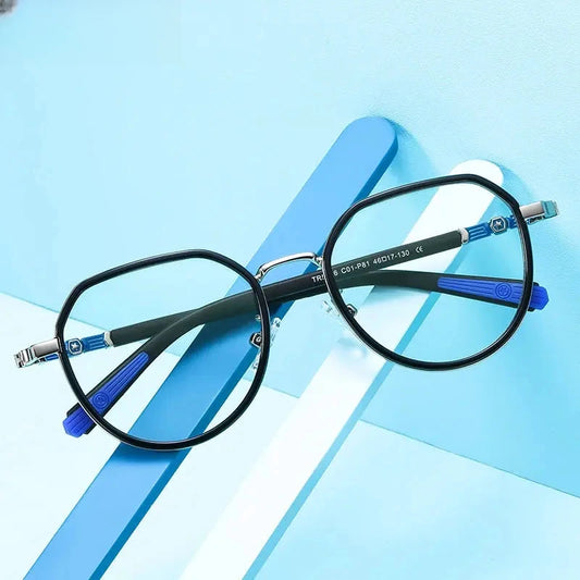 Unisex Round Full Rim Titanium Flat Top Prescription Glasses 5126 — view 1 | Rx Spectacle