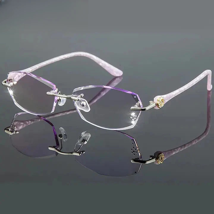 Women's Oval Rimless Titanium Prescription Glasses 58031 — view 3 | Rx Spectacle