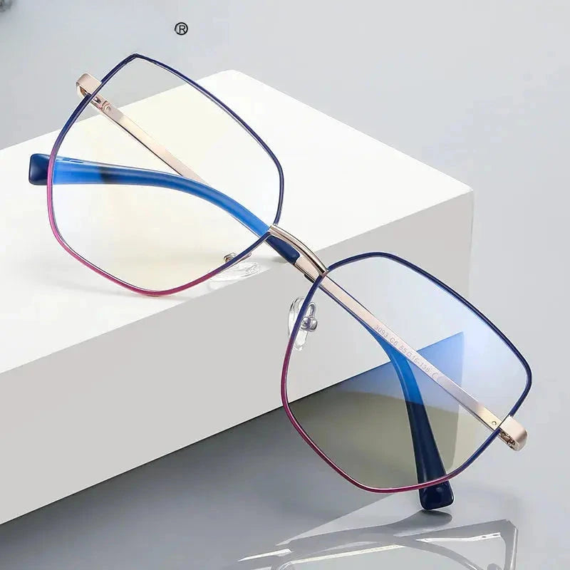 Women's Polygon Full Rim Stainless Steel Reading Glasses 3093 — view 1 | Rx Spectacle