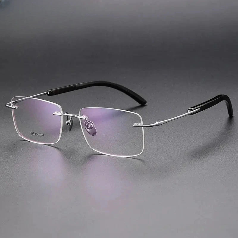 Men's Square Rimless Titanium Prescription Glasses 921029 — view 5 | Rx Spectacle