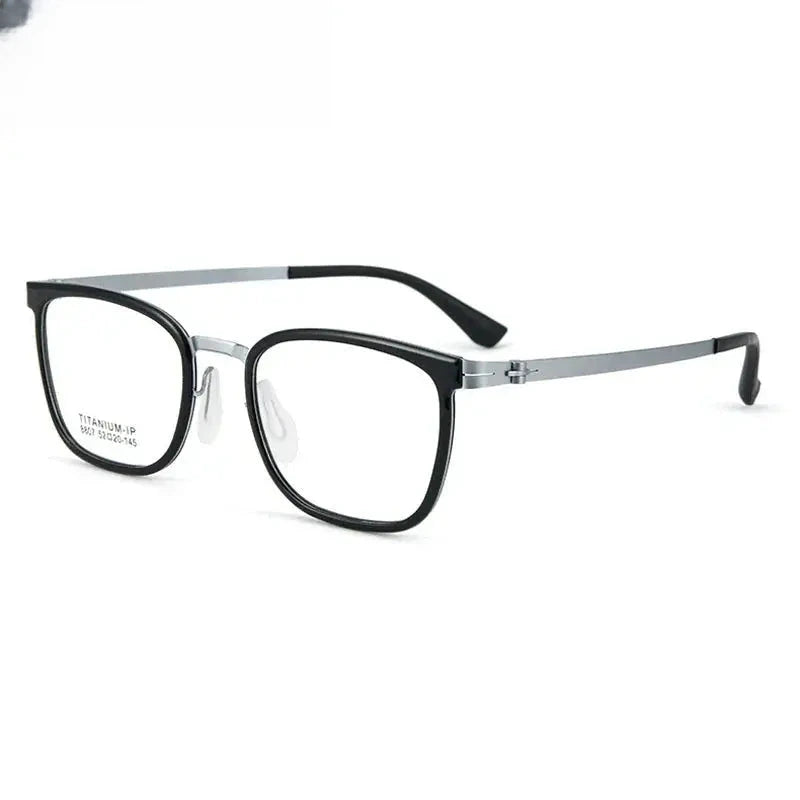 Unisex Square Full Rim Titanium Prescription Glasses 8807 — view 9 | Rx Spectacle