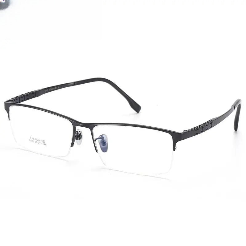 Men's Rectangular Semi-Rimless Titanium Prescription Glasses 2022 — view 5 | Rx Spectacle