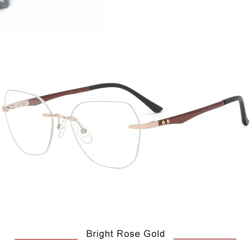 Women's Polygon Rimless Titanium Flat Top Prescription Glasses 316026 — view 4 | Rx Spectacle
