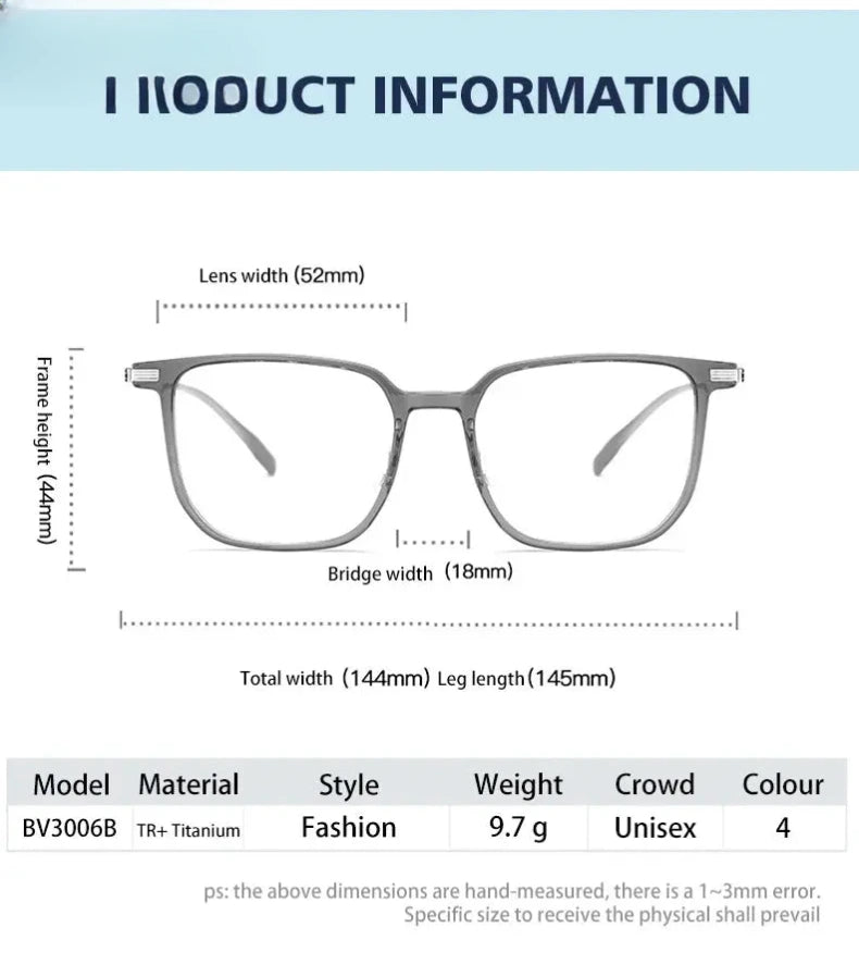Unisex Square Full Rim Titanium Reading Glasses 623006 — view 2 | Rx Spectacle