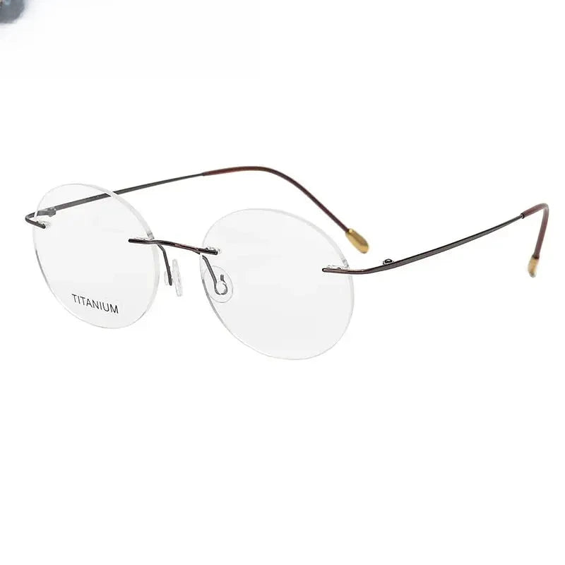 Women's Round Rimless Titanium Prescription Glasses 16012 — view 1 | Rx Spectacle