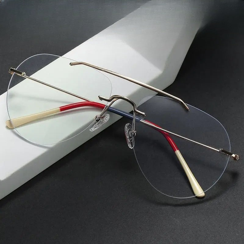 Unisex Round Rimless Alloy Double Bridge Prescription Glasses 81870 — view 1 | Rx Spectacle