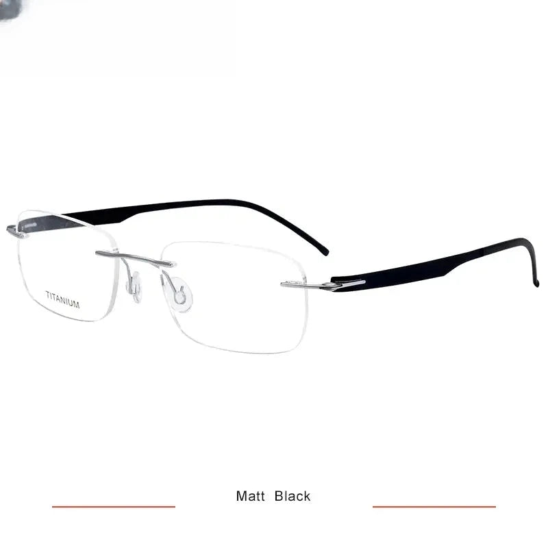 Unisex Square Rimless Titanium Screwless Prescription Glasses 316029 — view 6 | Rx Spectacle