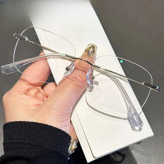Women's Square Rimless Alloy Prescription Glasses 31315 — view 1 | Rx Spectacle