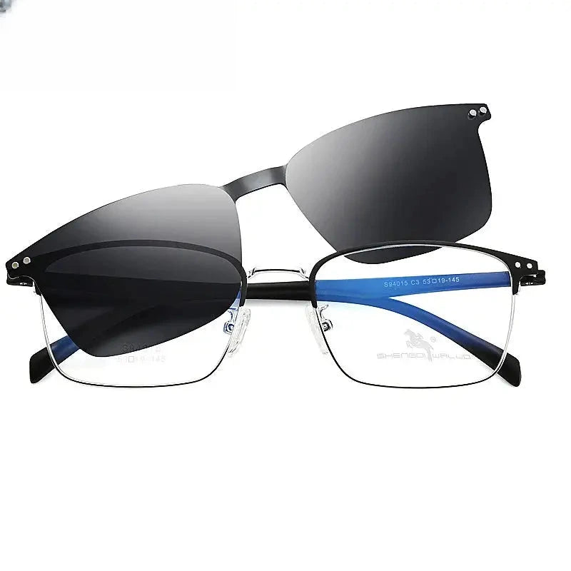 Women's Square Full Rim Alloy Clip-On Prescription Glasses 94015 — view 5 | Rx Spectacle