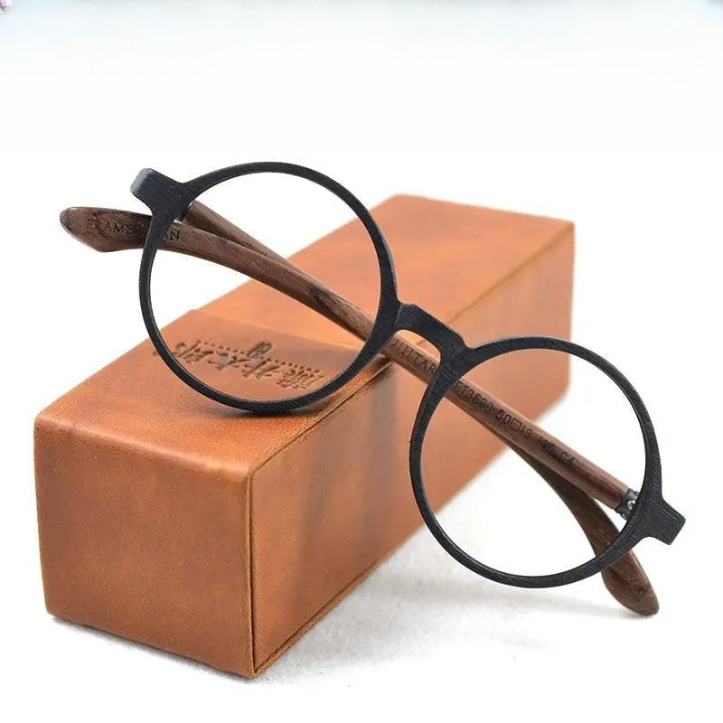 Unisex Round Full Rim Wood Prescription Glasses Ft3590 — view 1 | Rx Spectacle