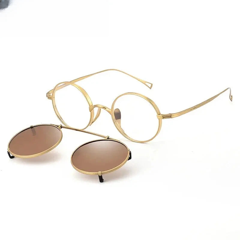 Women's Round Full Rim Titanium Clip-On Prescription Glasses 310518 — view 4 | Rx Spectacle