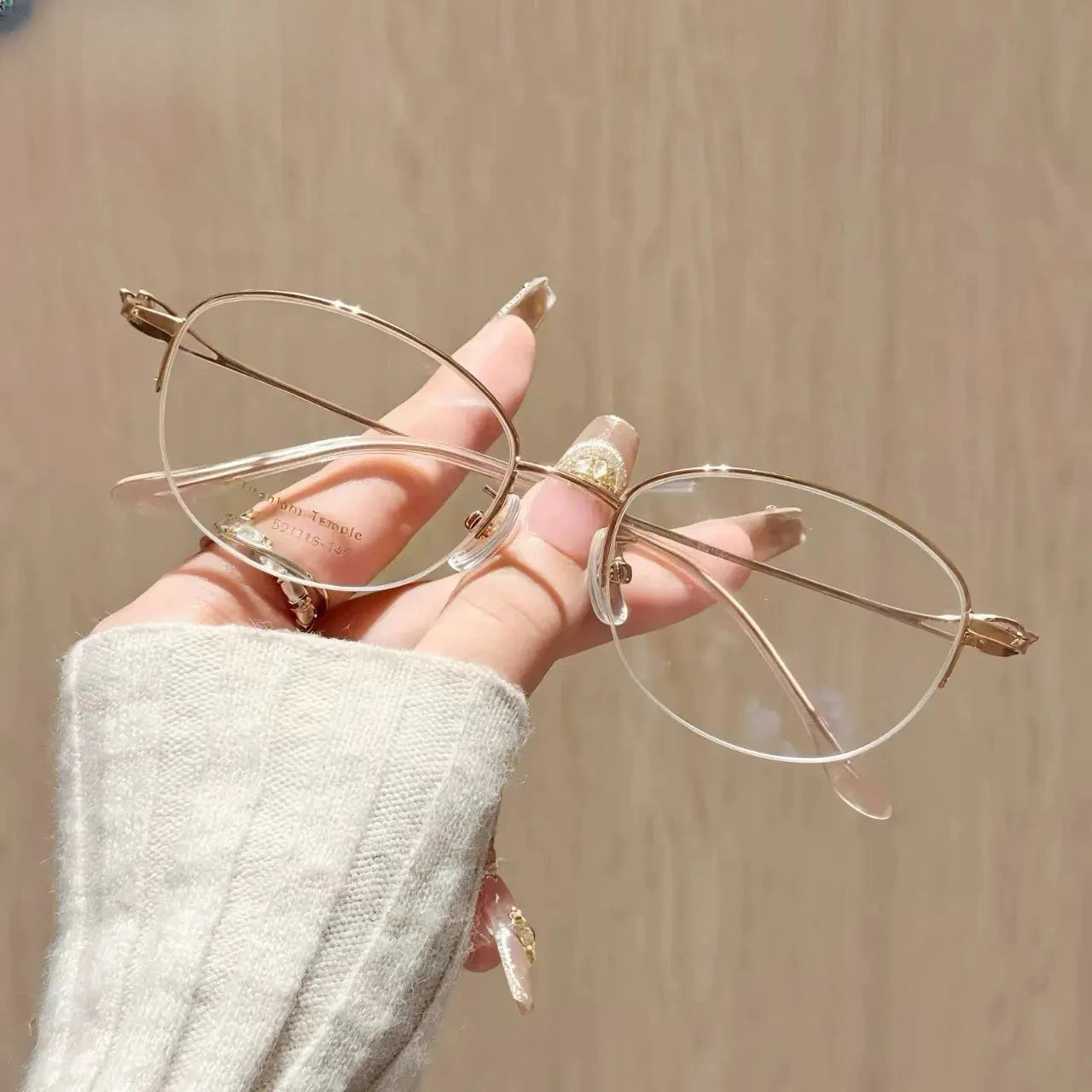 Women's Oval Semi-Rimless Titanium Reading Glasses 637022 — view 3 | Rx Spectacle