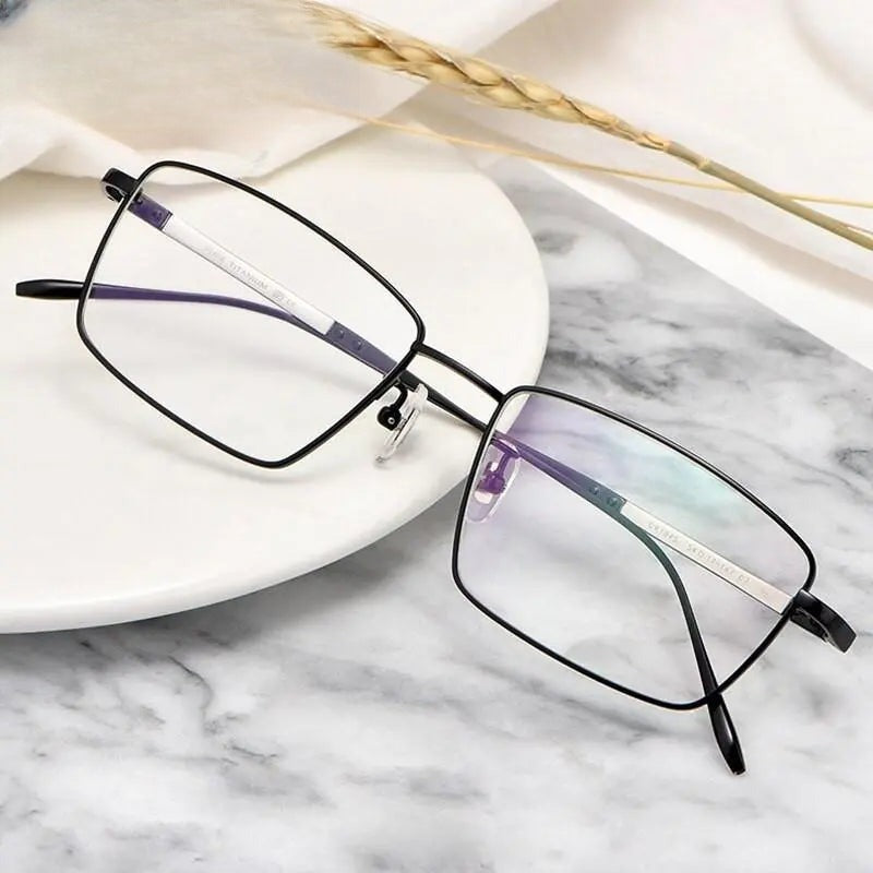 Men's Square Full Rim Titanium Prescription Glasses 1045 — view 4 | Rx Spectacle