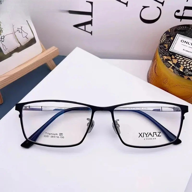 Unisex Square Full Rim Titanium Oversized Prescription Glasses 882057 — view 4 | Rx Spectacle
