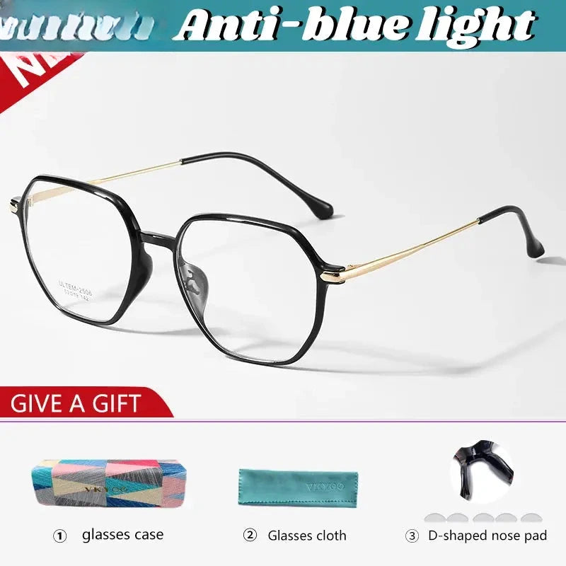 Women's Polygon Full Rim Stainless Steel Flat Top Reading Glasses 4250 — view 8 | Rx Spectacle