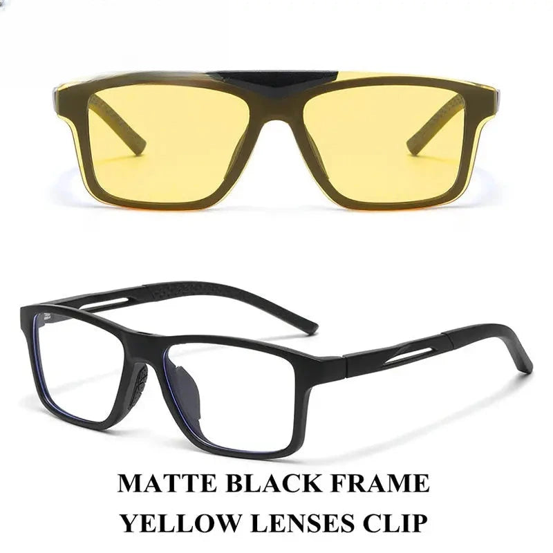 Unisex Square Full Rim Titanium Clip-On Prescription Glasses 888565 — view 4 | Rx Spectacle