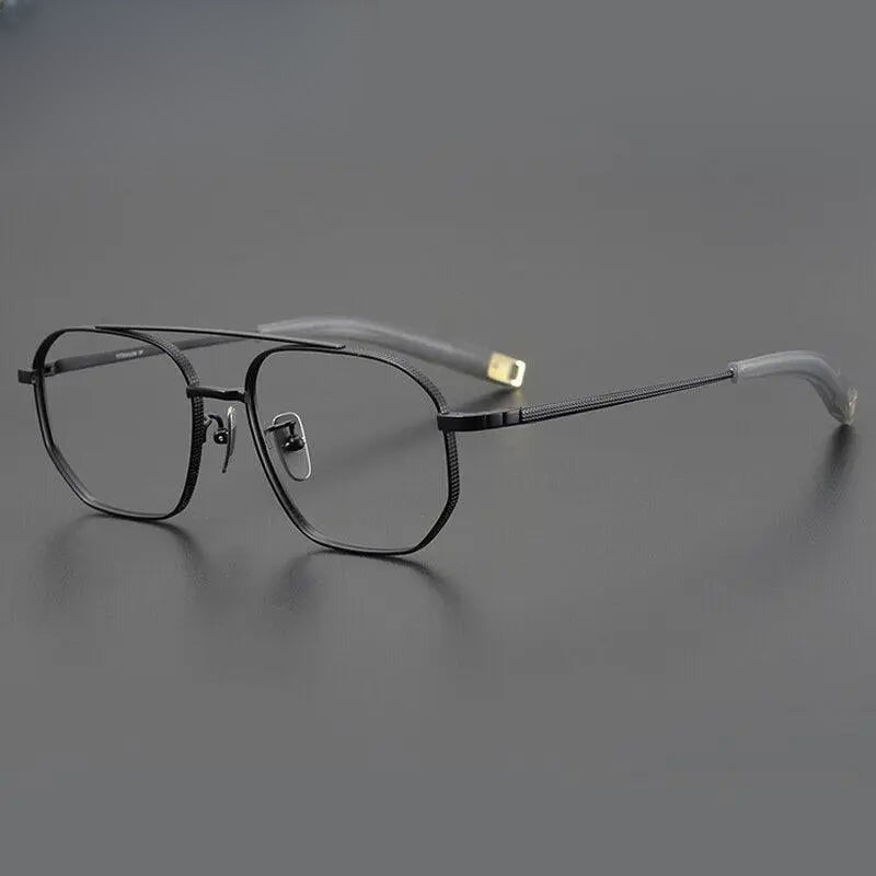 Unisex Round Full Rim Titanium Double Bridge Prescription Glasses Gxyj900 — view 6 | Rx Spectacle