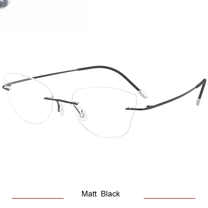 Women's Cat Eye Rimless Titanium Prescription Glasses 416085 — view 6 | Rx Spectacle