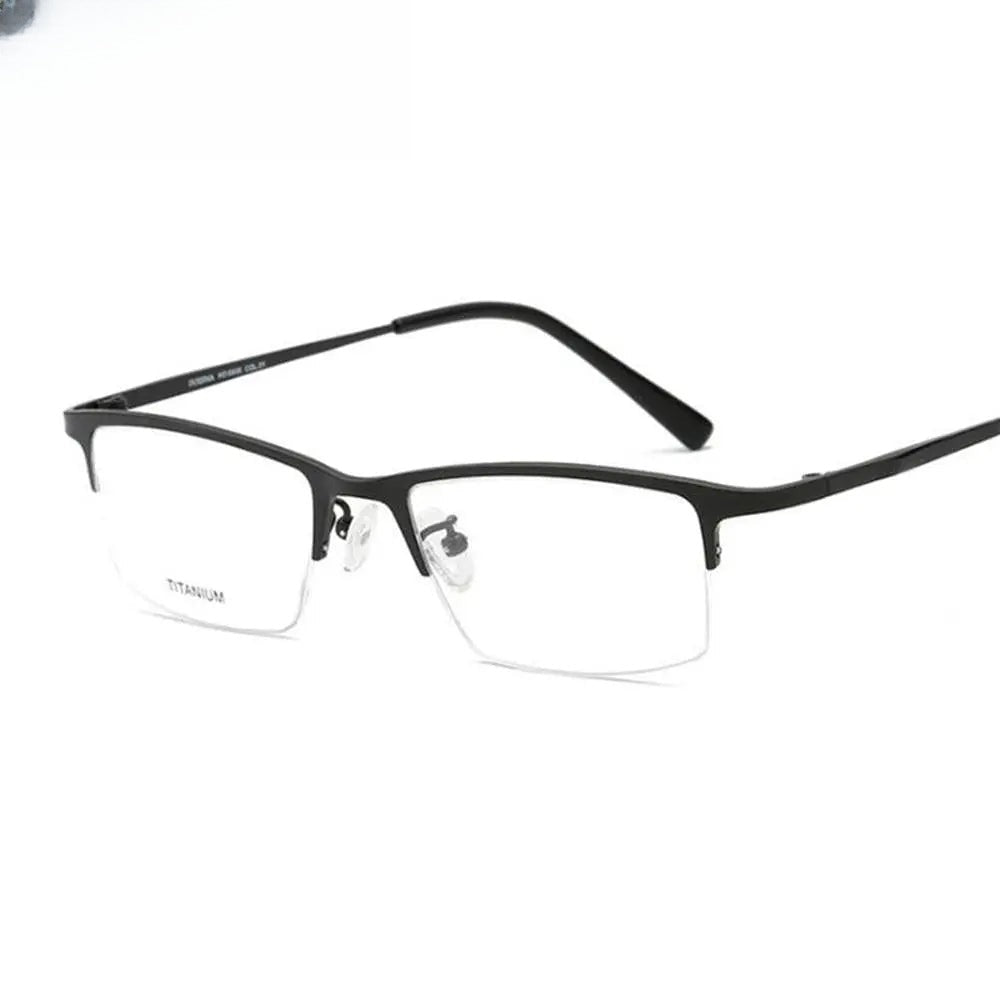 Men's Rectangular Semi-Rimless Titanium Prescription Glasses T8906s — view 5 | Rx Spectacle