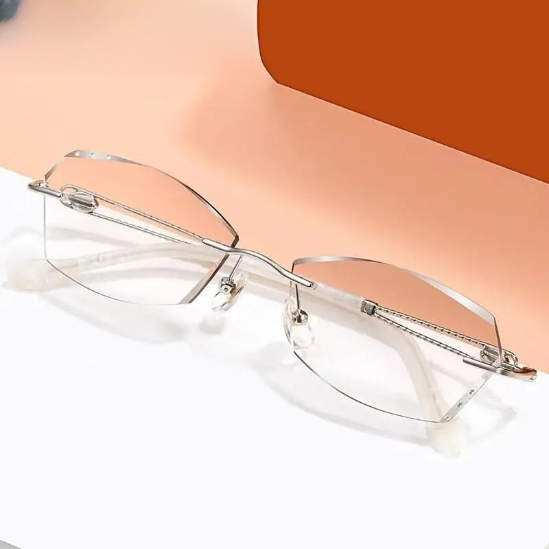 Women's Square Rimless Titanium Prescription Glasses 2313 — view 3 | Rx Spectacle